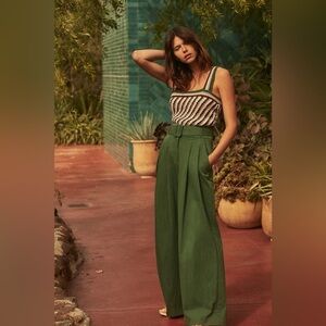 Veronica Beard Maliyah Wide-Leg Pant in Forest